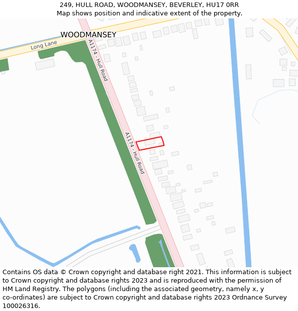249, HULL ROAD, WOODMANSEY, BEVERLEY, HU17 0RR: Location map and indicative extent of plot
