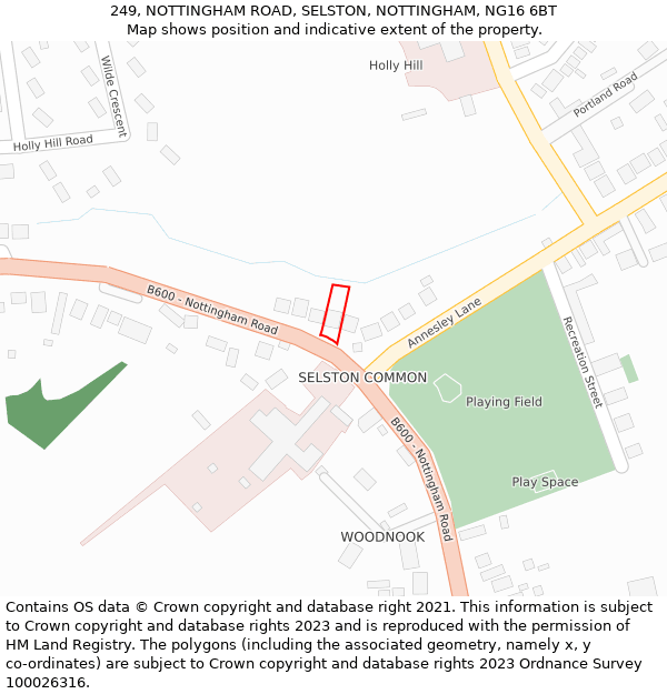 249, NOTTINGHAM ROAD, SELSTON, NOTTINGHAM, NG16 6BT: Location map and indicative extent of plot