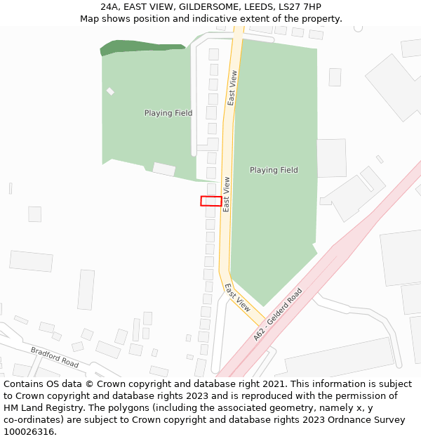 24A, EAST VIEW, GILDERSOME, LEEDS, LS27 7HP: Location map and indicative extent of plot