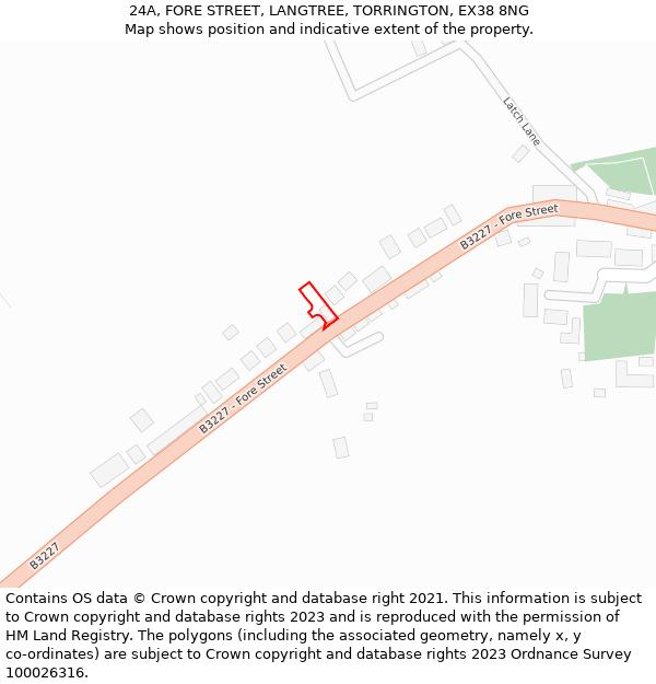 24A, FORE STREET, LANGTREE, TORRINGTON, EX38 8NG: Location map and indicative extent of plot