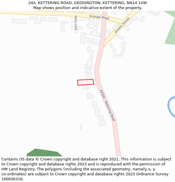 24A, KETTERING ROAD, GEDDINGTON, KETTERING, NN14 1AW: Location map and indicative extent of plot