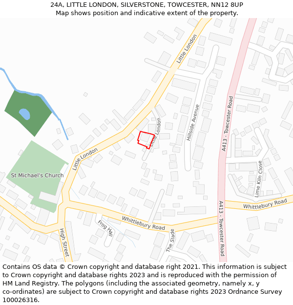 24A, LITTLE LONDON, SILVERSTONE, TOWCESTER, NN12 8UP: Location map and indicative extent of plot