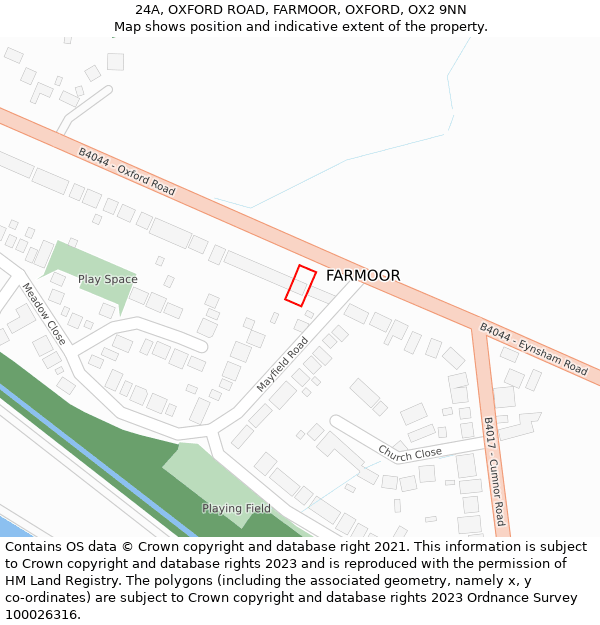 24A, OXFORD ROAD, FARMOOR, OXFORD, OX2 9NN: Location map and indicative extent of plot