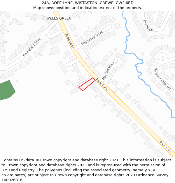 24A, ROPE LANE, WISTASTON, CREWE, CW2 6RD: Location map and indicative extent of plot