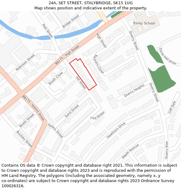 24A, SET STREET, STALYBRIDGE, SK15 1UG: Location map and indicative extent of plot