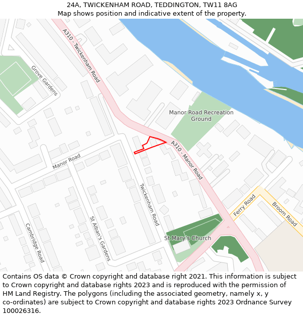 24A, TWICKENHAM ROAD, TEDDINGTON, TW11 8AG: Location map and indicative extent of plot