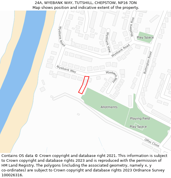 24A, WYEBANK WAY, TUTSHILL, CHEPSTOW, NP16 7DN: Location map and indicative extent of plot