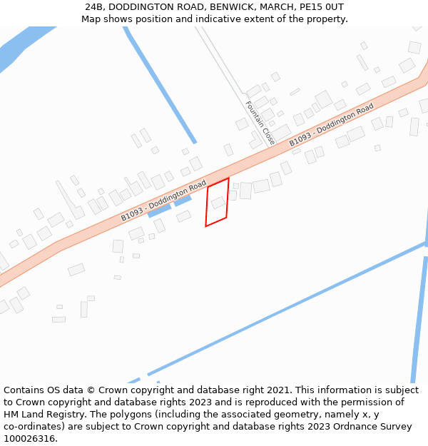 24B, DODDINGTON ROAD, BENWICK, MARCH, PE15 0UT: Location map and indicative extent of plot