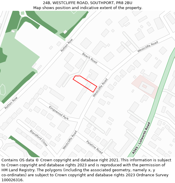 24B, WESTCLIFFE ROAD, SOUTHPORT, PR8 2BU: Location map and indicative extent of plot