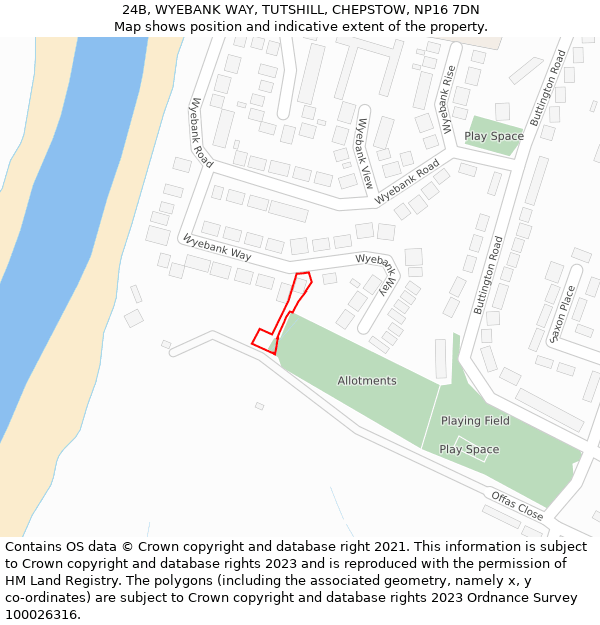 24B, WYEBANK WAY, TUTSHILL, CHEPSTOW, NP16 7DN: Location map and indicative extent of plot