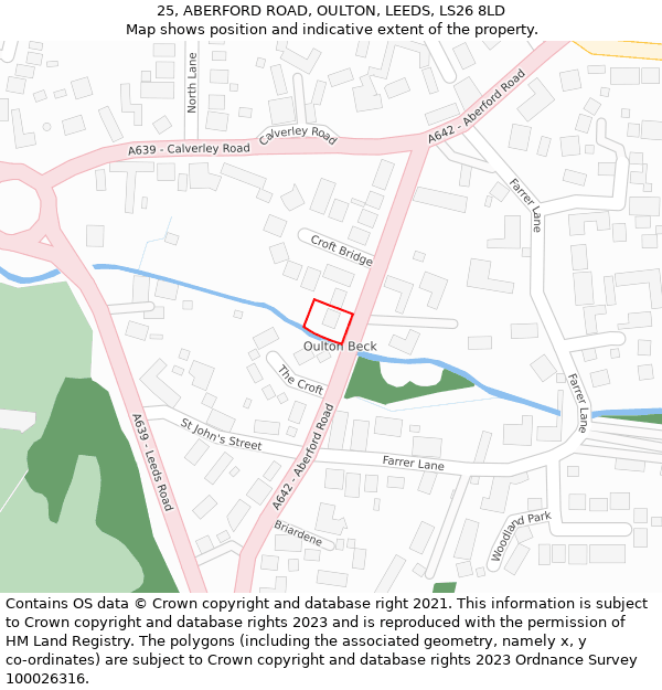 25, ABERFORD ROAD, OULTON, LEEDS, LS26 8LD: Location map and indicative extent of plot