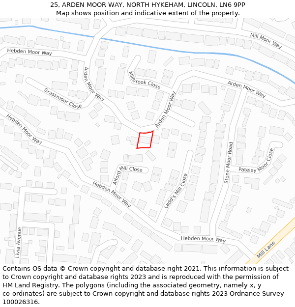 25, ARDEN MOOR WAY, NORTH HYKEHAM, LINCOLN, LN6 9PP: Location map and indicative extent of plot