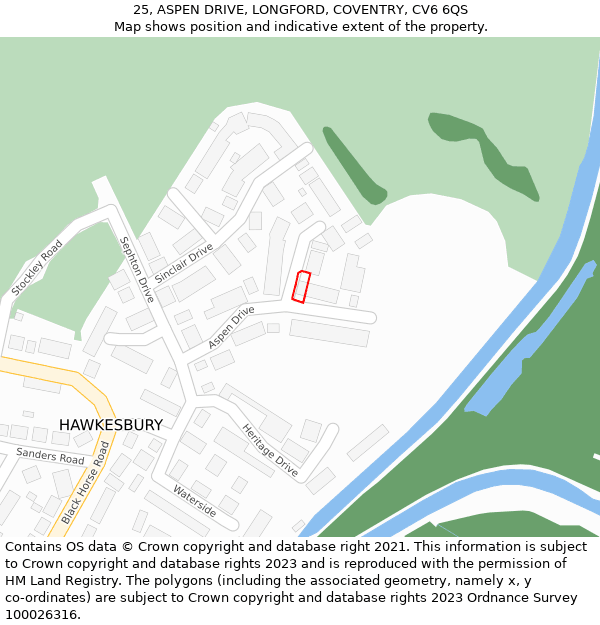 25, ASPEN DRIVE, LONGFORD, COVENTRY, CV6 6QS: Location map and indicative extent of plot