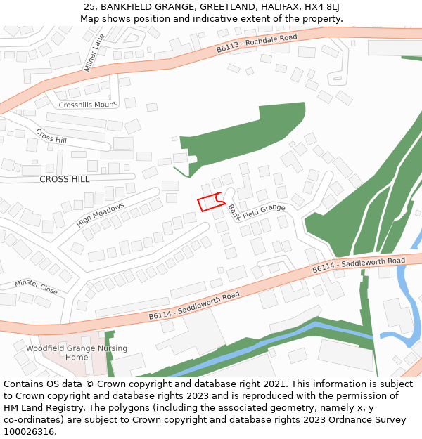 25, BANKFIELD GRANGE, GREETLAND, HALIFAX, HX4 8LJ: Location map and indicative extent of plot