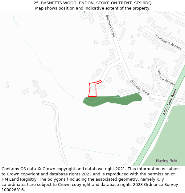 25, BASNETTS WOOD, ENDON, STOKE-ON-TRENT, ST9 9DQ: Location map and indicative extent of plot