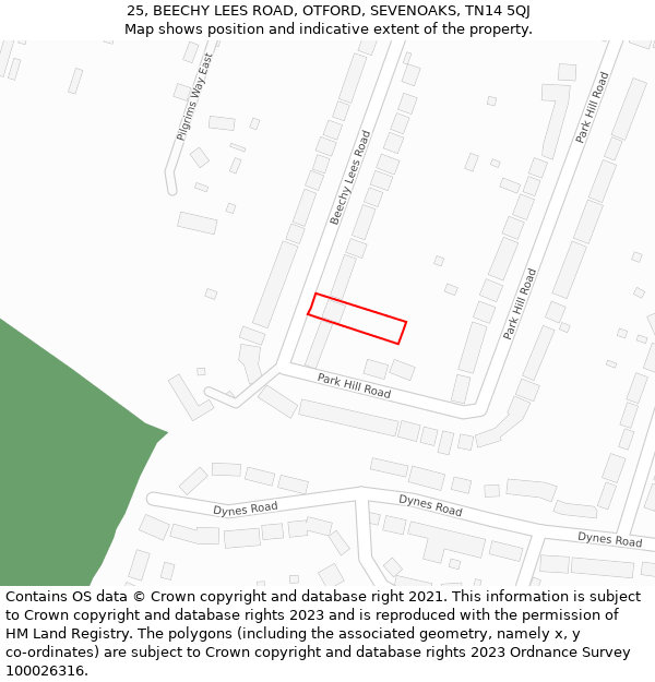 25, BEECHY LEES ROAD, OTFORD, SEVENOAKS, TN14 5QJ: Location map and indicative extent of plot