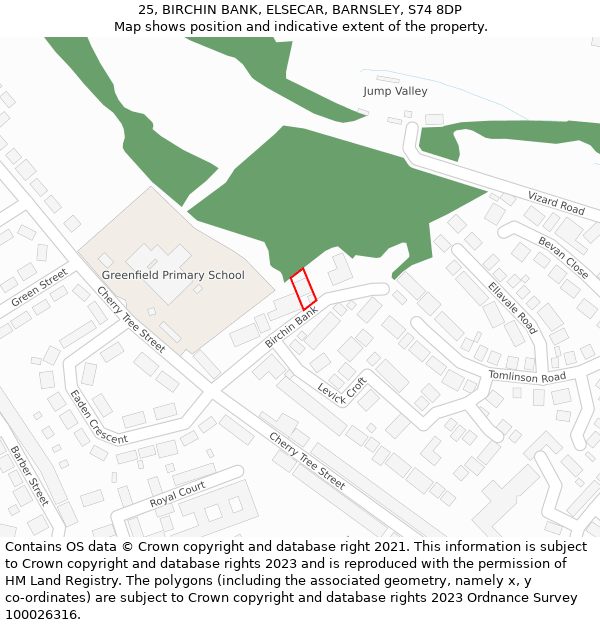 25, BIRCHIN BANK, ELSECAR, BARNSLEY, S74 8DP: Location map and indicative extent of plot