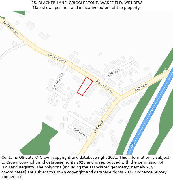 25, BLACKER LANE, CRIGGLESTONE, WAKEFIELD, WF4 3EW: Location map and indicative extent of plot