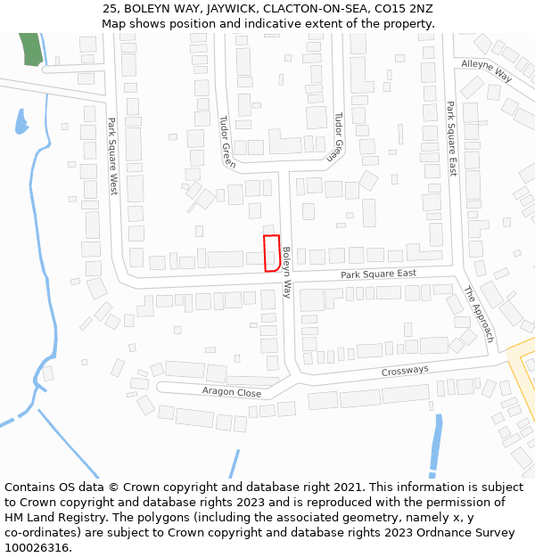 25, BOLEYN WAY, JAYWICK, CLACTON-ON-SEA, CO15 2NZ: Location map and indicative extent of plot