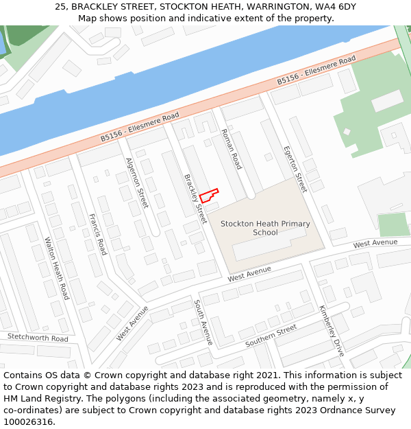 25, BRACKLEY STREET, STOCKTON HEATH, WARRINGTON, WA4 6DY: Location map and indicative extent of plot