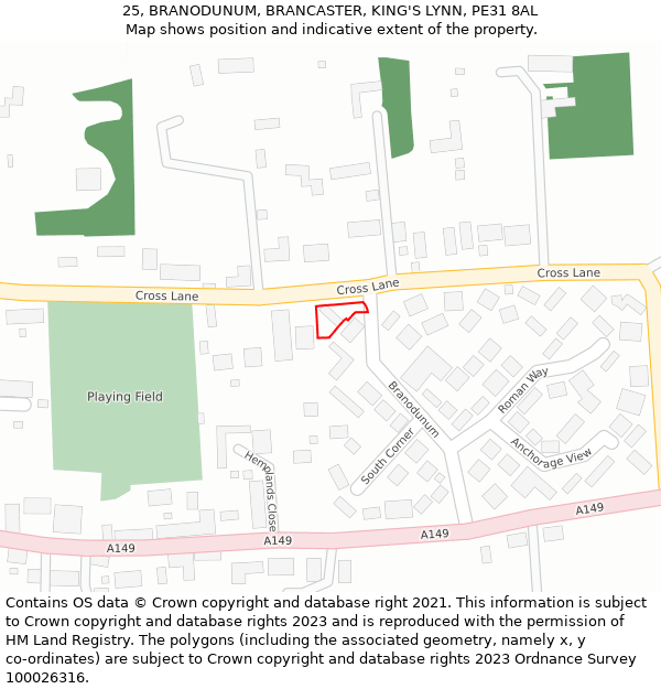 25, BRANODUNUM, BRANCASTER, KING'S LYNN, PE31 8AL: Location map and indicative extent of plot