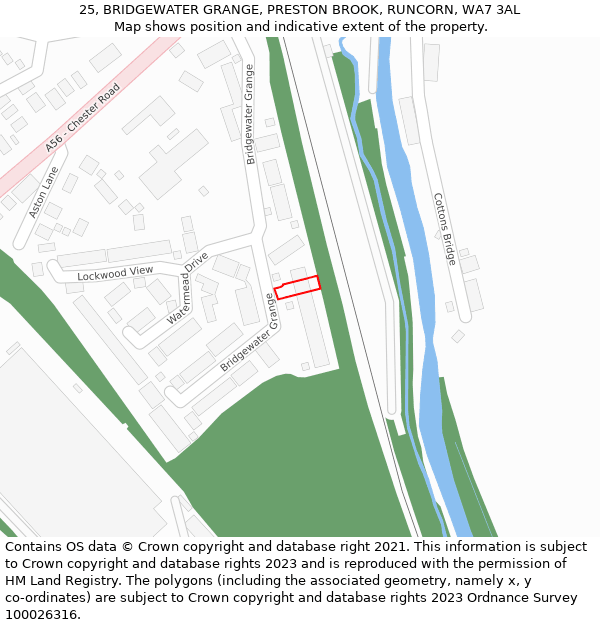 25, BRIDGEWATER GRANGE, PRESTON BROOK, RUNCORN, WA7 3AL: Location map and indicative extent of plot
