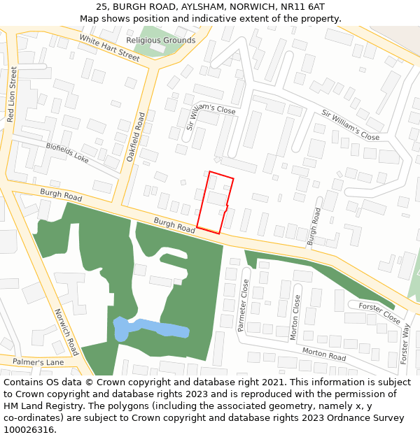 25, BURGH ROAD, AYLSHAM, NORWICH, NR11 6AT: Location map and indicative extent of plot