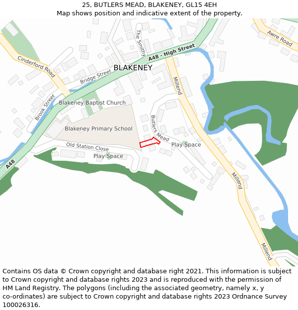 25, BUTLERS MEAD, BLAKENEY, GL15 4EH: Location map and indicative extent of plot