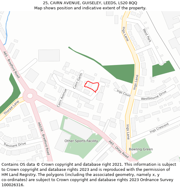 25, CAIRN AVENUE, GUISELEY, LEEDS, LS20 8QQ: Location map and indicative extent of plot