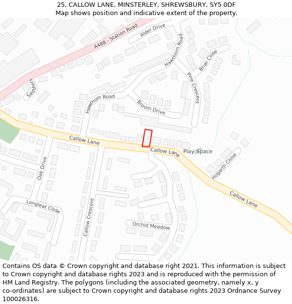 25, CALLOW LANE, MINSTERLEY, SHREWSBURY, SY5 0DF: Location map and indicative extent of plot