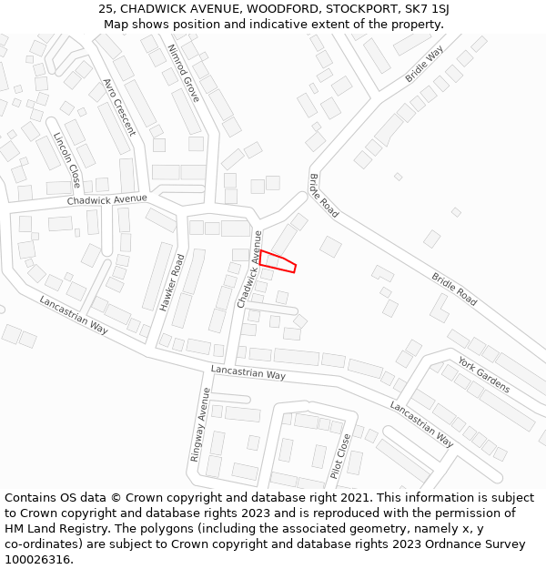 25, CHADWICK AVENUE, WOODFORD, STOCKPORT, SK7 1SJ: Location map and indicative extent of plot