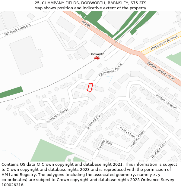 25, CHAMPANY FIELDS, DODWORTH, BARNSLEY, S75 3TS: Location map and indicative extent of plot