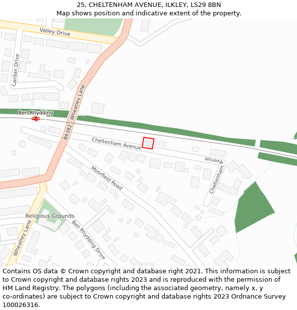 25, CHELTENHAM AVENUE, ILKLEY, LS29 8BN: Location map and indicative extent of plot