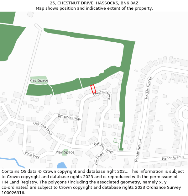 25, CHESTNUT DRIVE, HASSOCKS, BN6 8AZ: Location map and indicative extent of plot