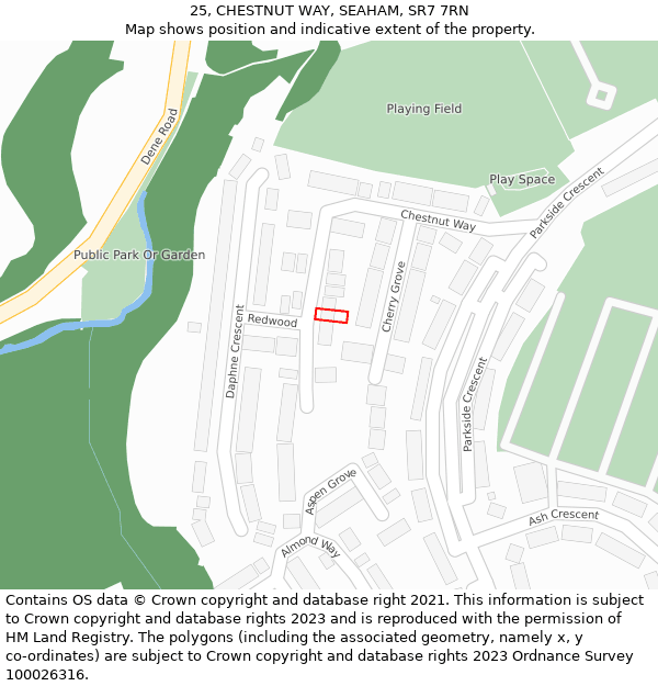 25, CHESTNUT WAY, SEAHAM, SR7 7RN: Location map and indicative extent of plot