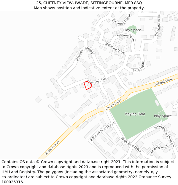 25, CHETNEY VIEW, IWADE, SITTINGBOURNE, ME9 8SQ: Location map and indicative extent of plot