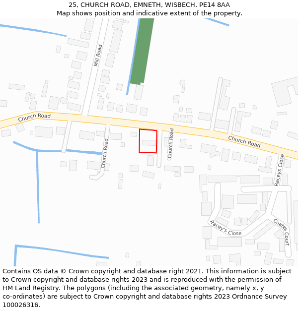 25, CHURCH ROAD, EMNETH, WISBECH, PE14 8AA: Location map and indicative extent of plot