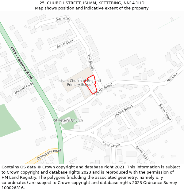25, CHURCH STREET, ISHAM, KETTERING, NN14 1HD: Location map and indicative extent of plot