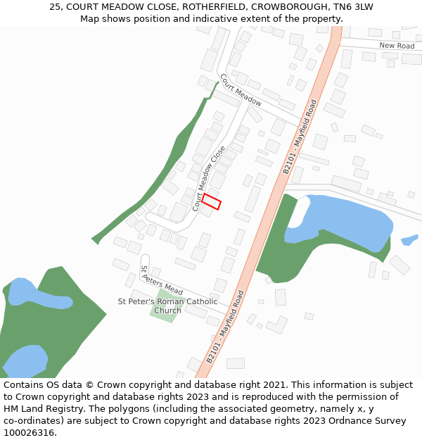 25, COURT MEADOW CLOSE, ROTHERFIELD, CROWBOROUGH, TN6 3LW: Location map and indicative extent of plot