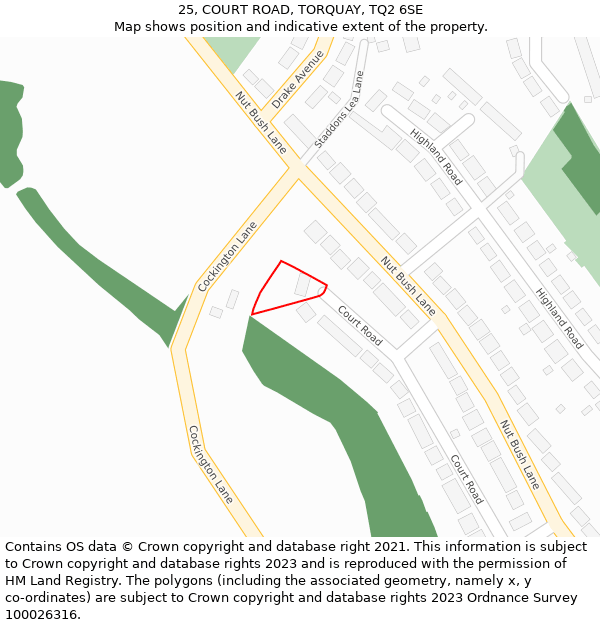 25, COURT ROAD, TORQUAY, TQ2 6SE: Location map and indicative extent of plot