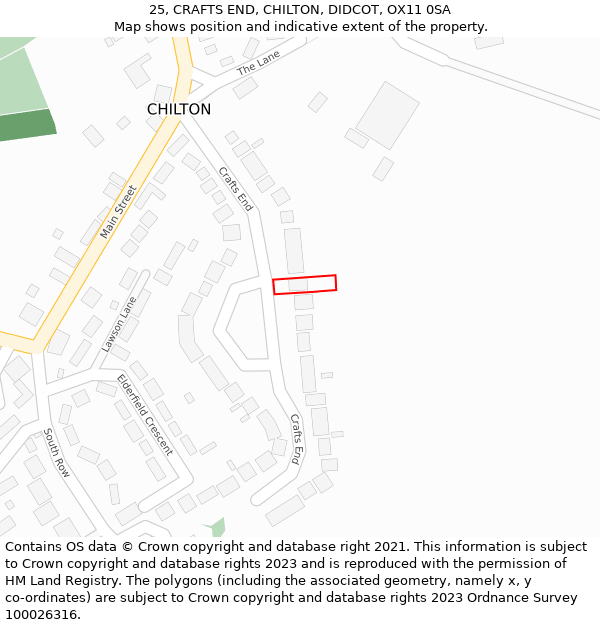 25, CRAFTS END, CHILTON, DIDCOT, OX11 0SA: Location map and indicative extent of plot