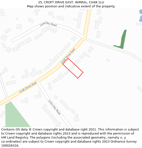 25, CROFT DRIVE EAST, WIRRAL, CH48 1LU: Location map and indicative extent of plot