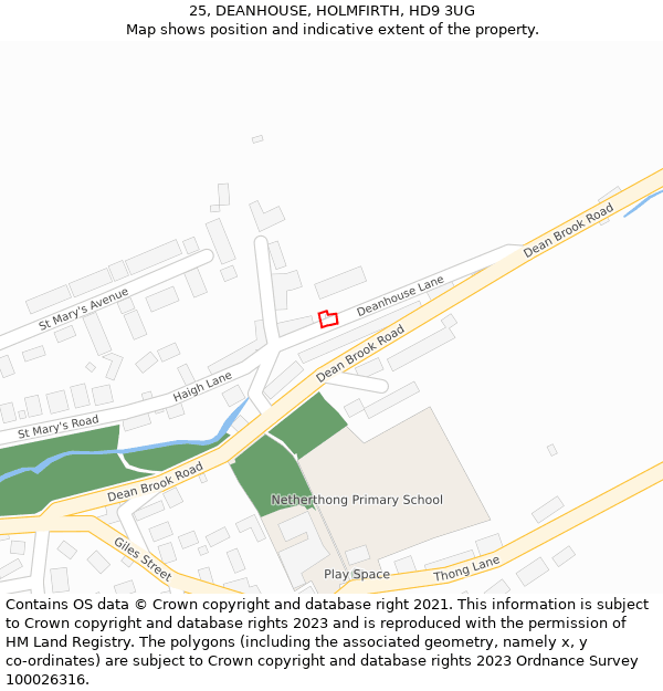 25, DEANHOUSE, HOLMFIRTH, HD9 3UG: Location map and indicative extent of plot