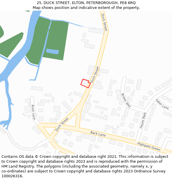 25, DUCK STREET, ELTON, PETERBOROUGH, PE8 6RQ: Location map and indicative extent of plot