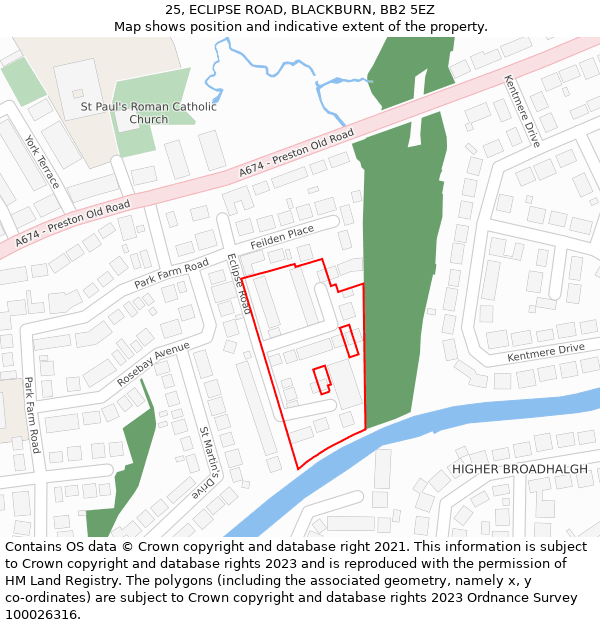 25, ECLIPSE ROAD, BLACKBURN, BB2 5EZ: Location map and indicative extent of plot