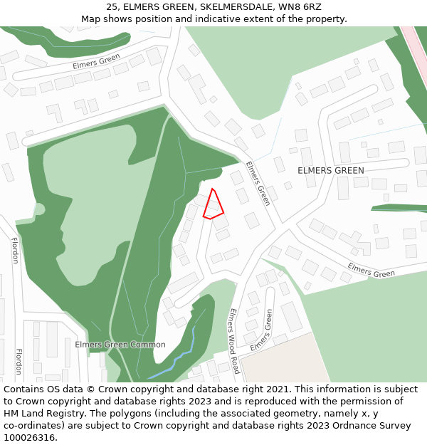 25, ELMERS GREEN, SKELMERSDALE, WN8 6RZ: Location map and indicative extent of plot
