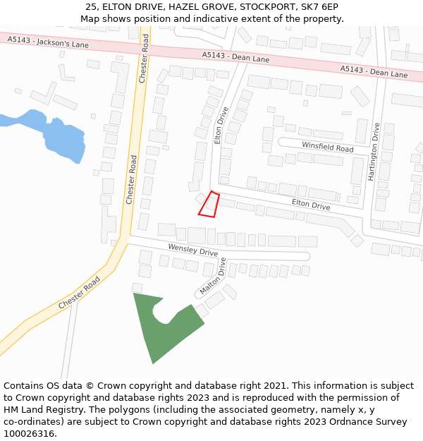 25, ELTON DRIVE, HAZEL GROVE, STOCKPORT, SK7 6EP: Location map and indicative extent of plot