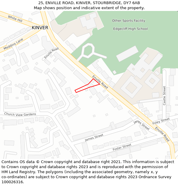 25, ENVILLE ROAD, KINVER, STOURBRIDGE, DY7 6AB: Location map and indicative extent of plot