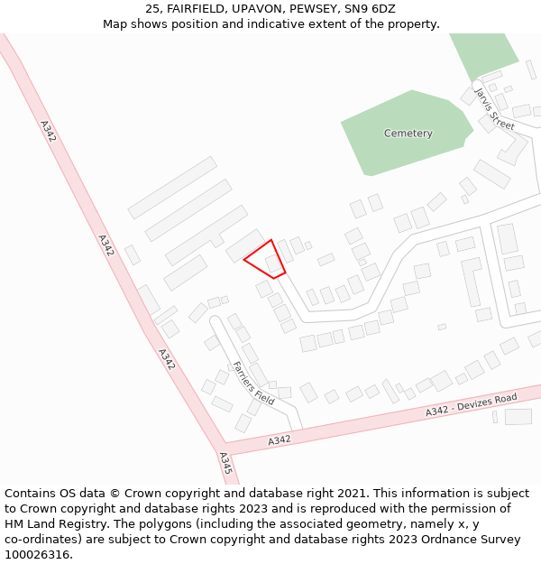 25, FAIRFIELD, UPAVON, PEWSEY, SN9 6DZ: Location map and indicative extent of plot