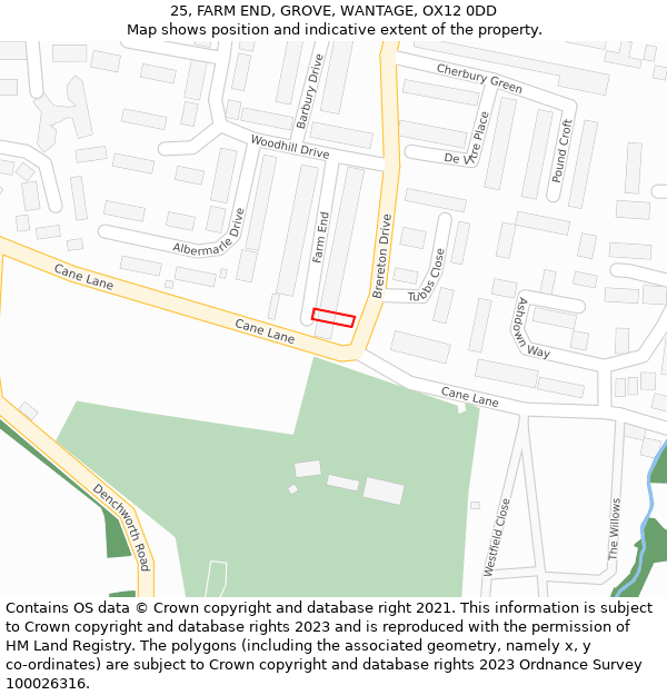 25, FARM END, GROVE, WANTAGE, OX12 0DD: Location map and indicative extent of plot